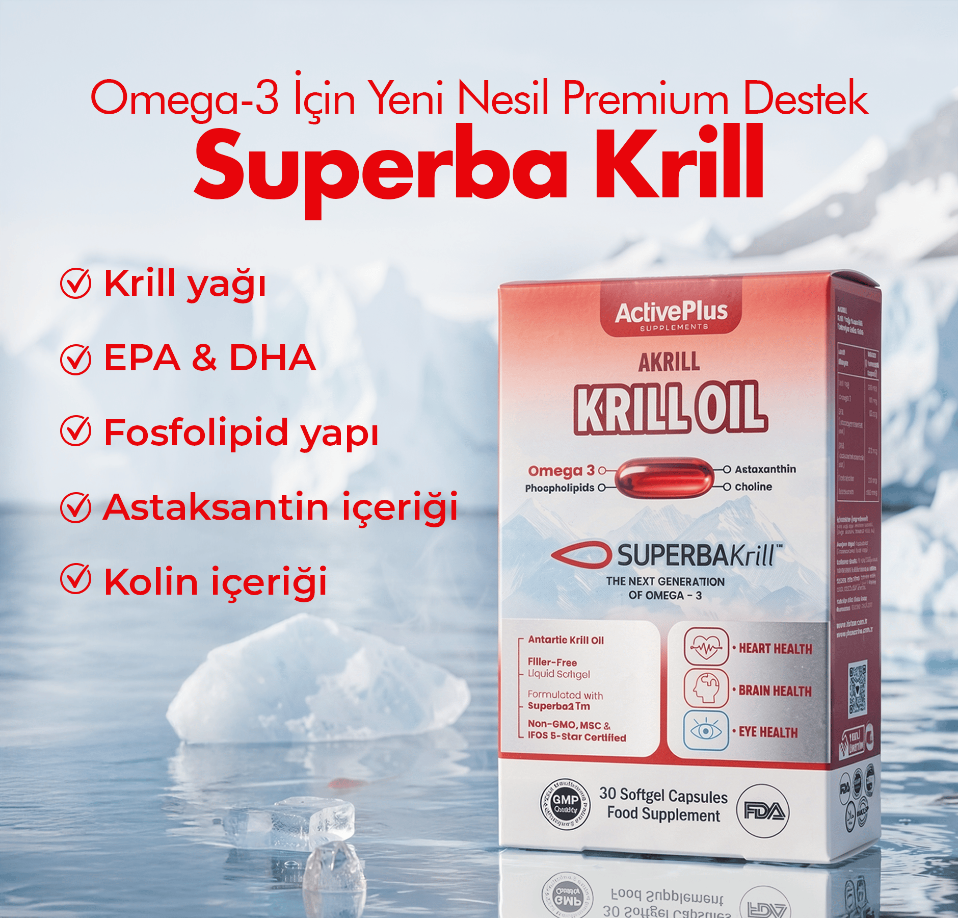 ActivePlus Akrill Krill Oil 30 Yumuşak Kapsül Softjel