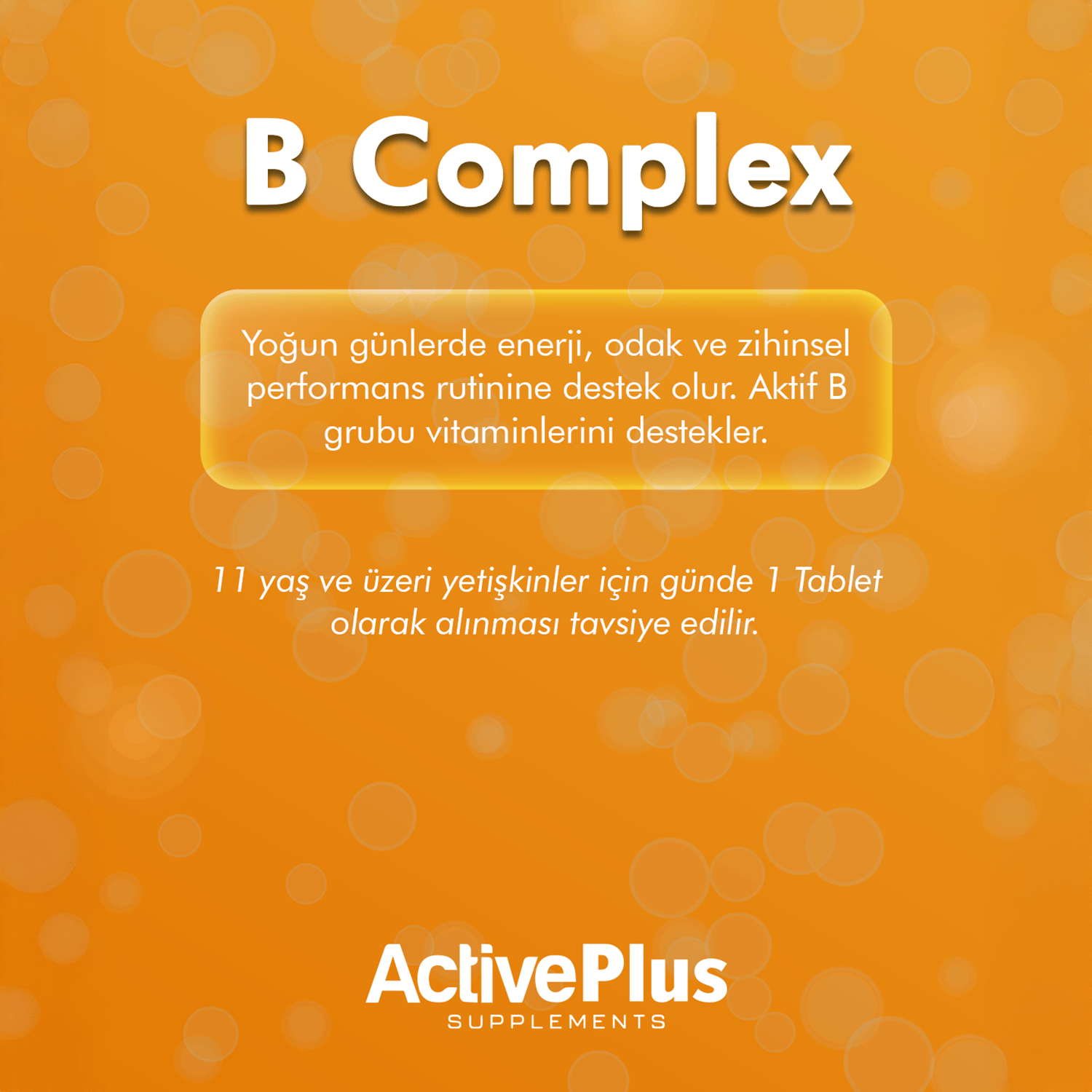 ActivePlus B Complex B1-B2-B3-B5-B6-B12 Folik Asit 30 Tablet