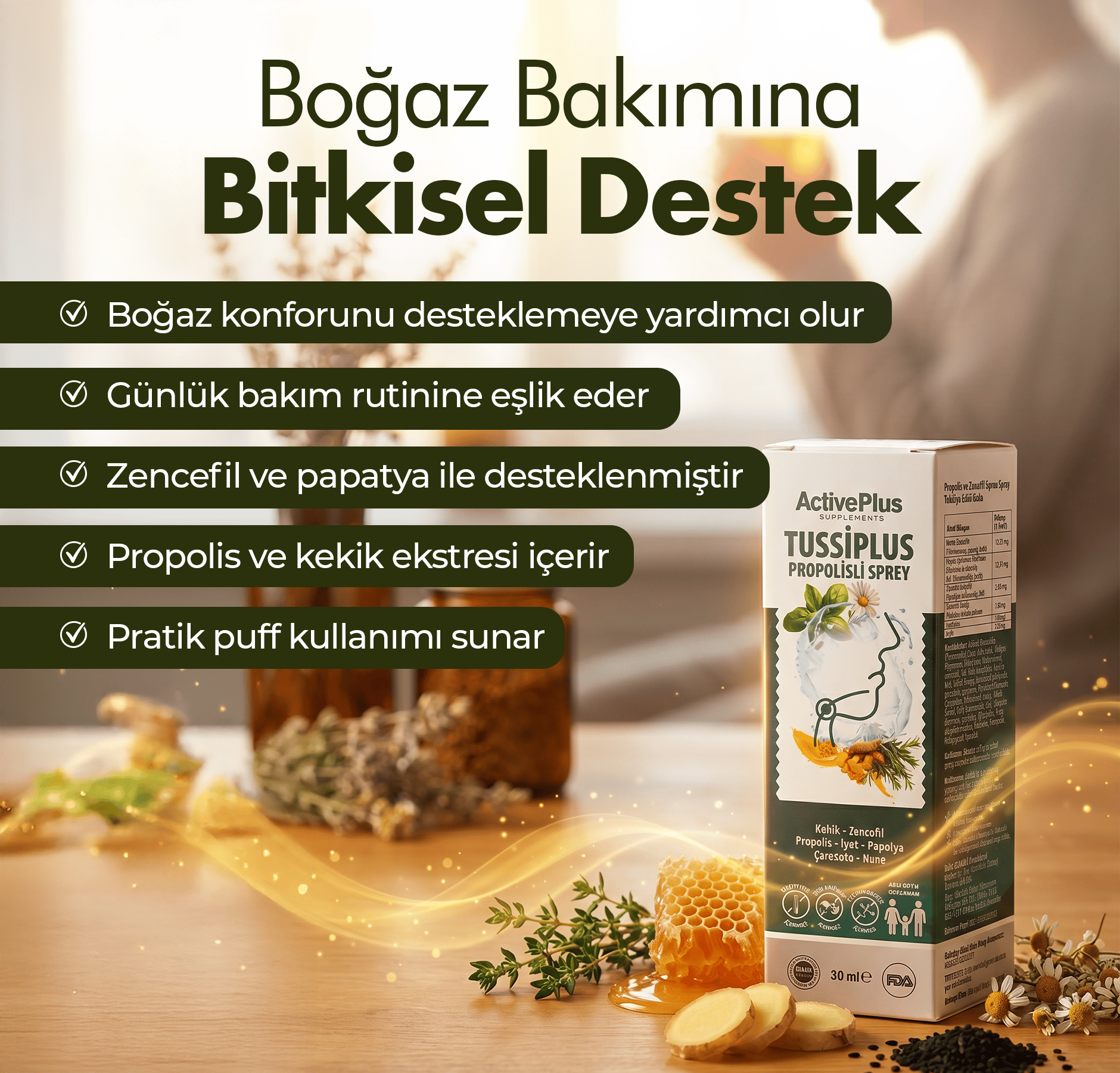 ActivePlus Tussiplus Propolisli Boğaz Spreyi 30ml