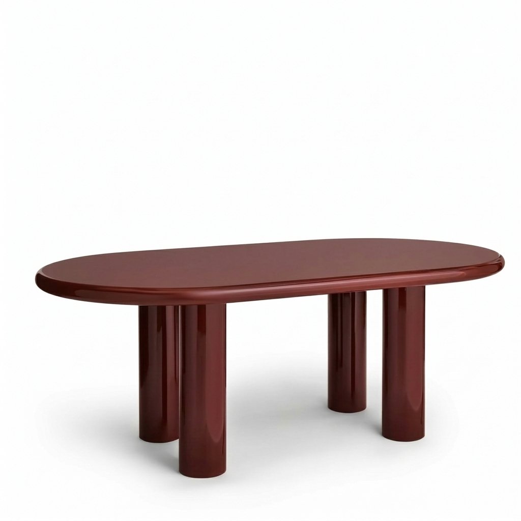 6 Kişilik Modern Tasarım Bordo Yemek Masası