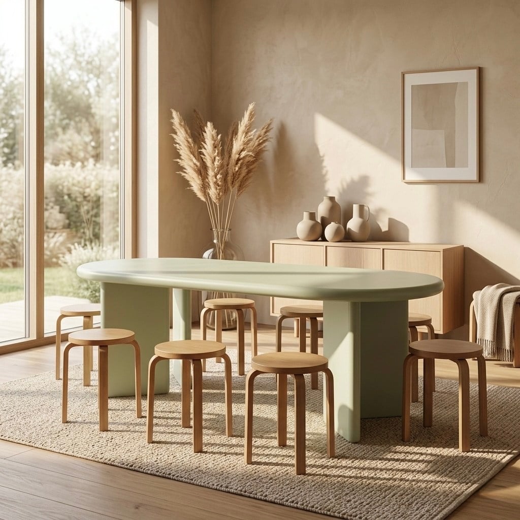 6 Kişilik Modern Tasarım Mint Yeşili Yemek Masası