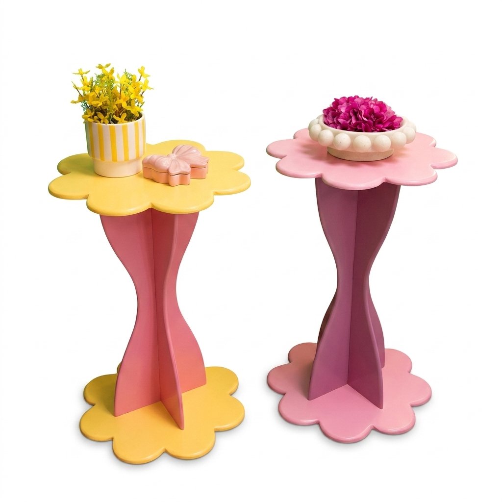 Bloom Yüksek Yan Sehpa / Çiçek Formlu Köşe Standı (95 cm) 1 Adet