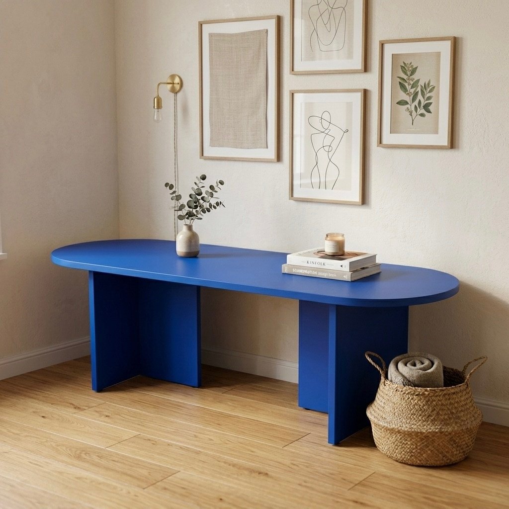 Klein Blue Oval Organik Form Çok Amaçlı Orta Sehpa - Konsol
