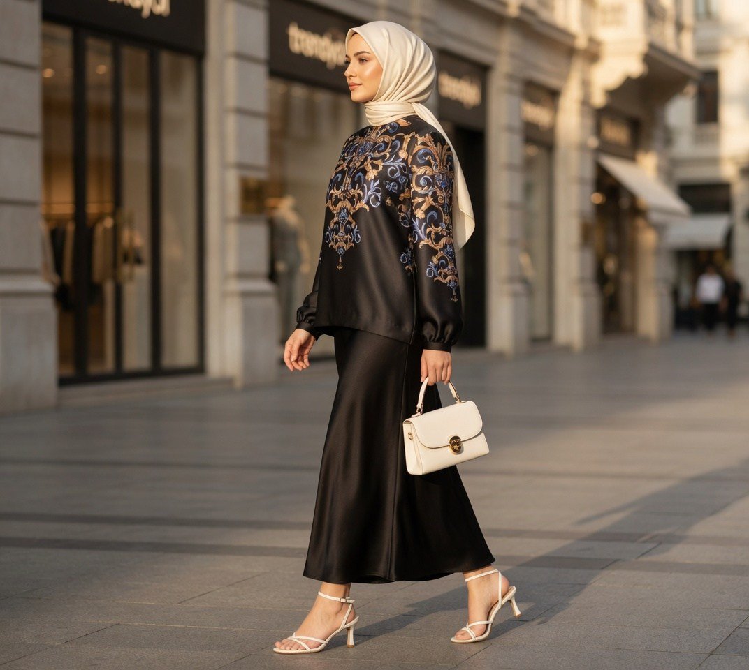  Satiné Milano Siyah Saten Mat Etek