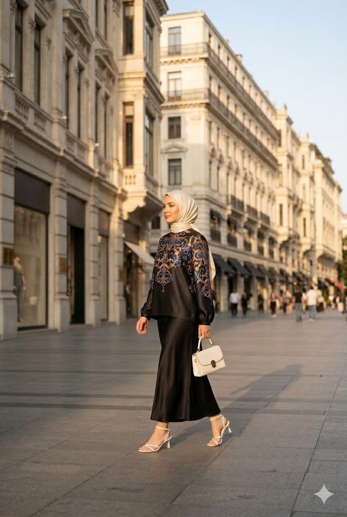  Satiné Milano Siyah Saten Mat Etek
