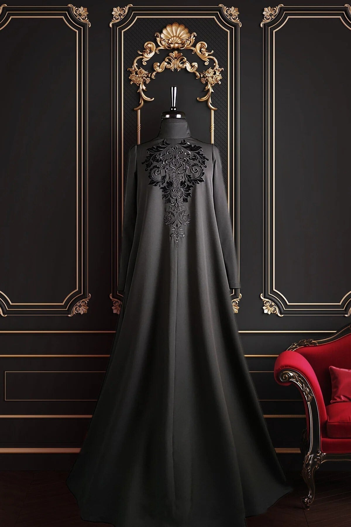 Diadema Black Diamond Çiçek Desenli Boğazlı Elbise