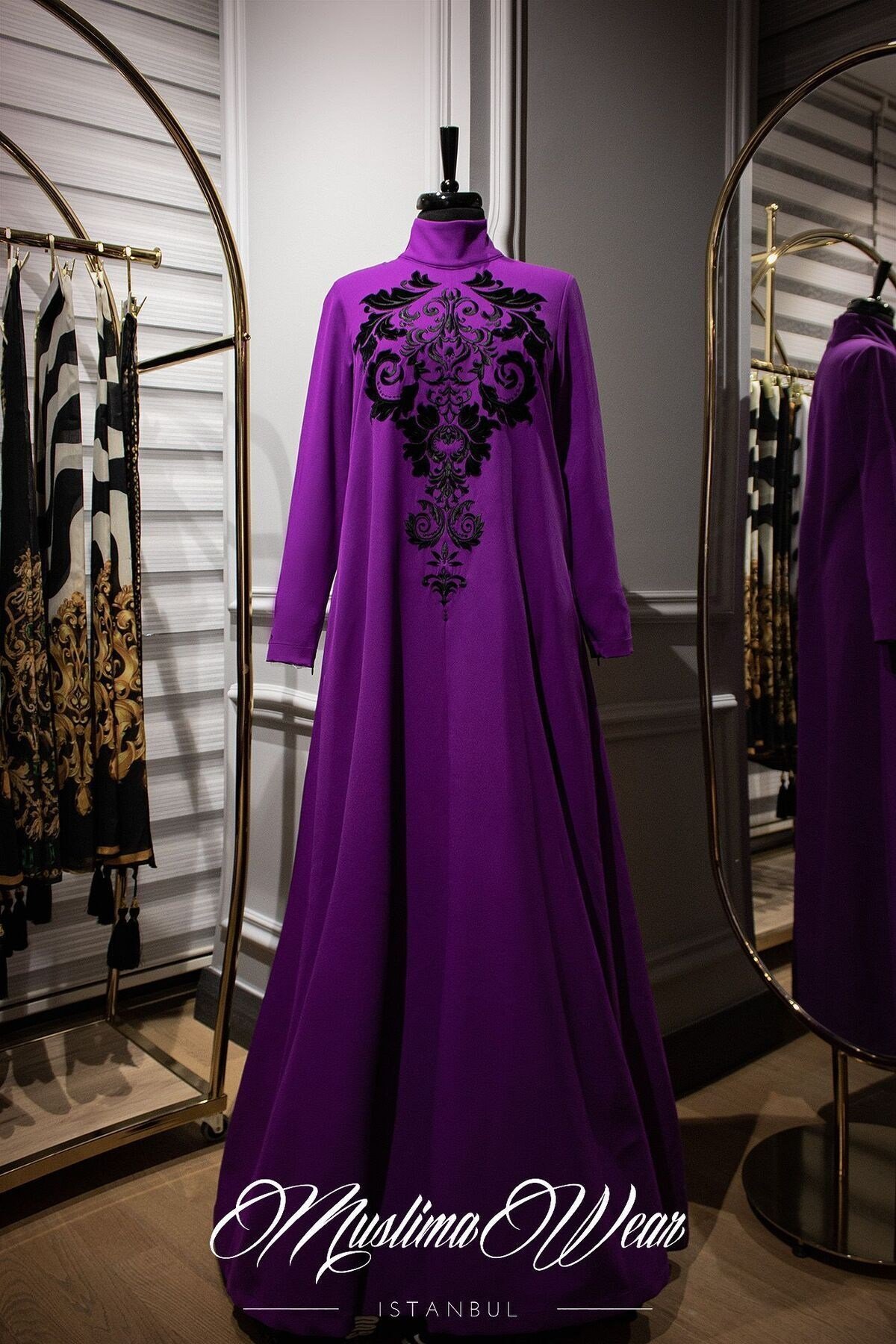 Diadema Purple Çiçek Desenli Boğazlı Elbise