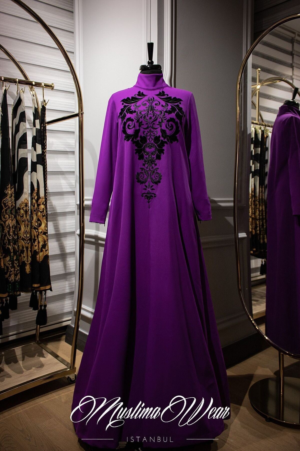 Diadema Purple Çiçek Desenli Boğazlı Elbise