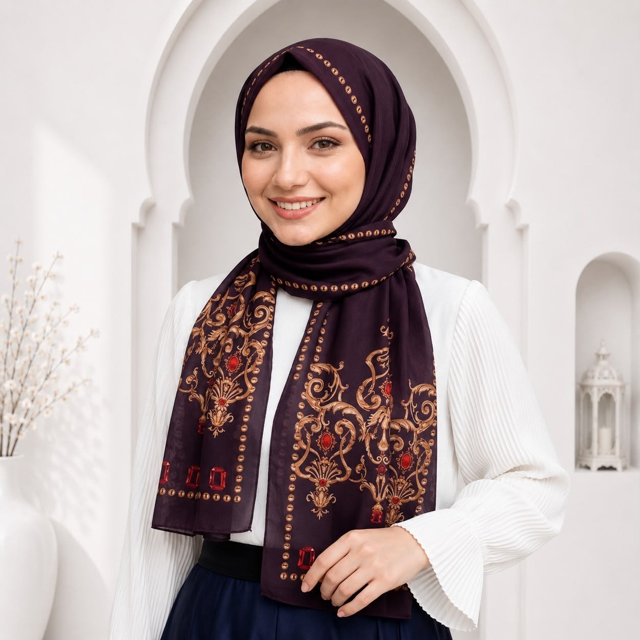 Majesty Koyu Bordo Şal