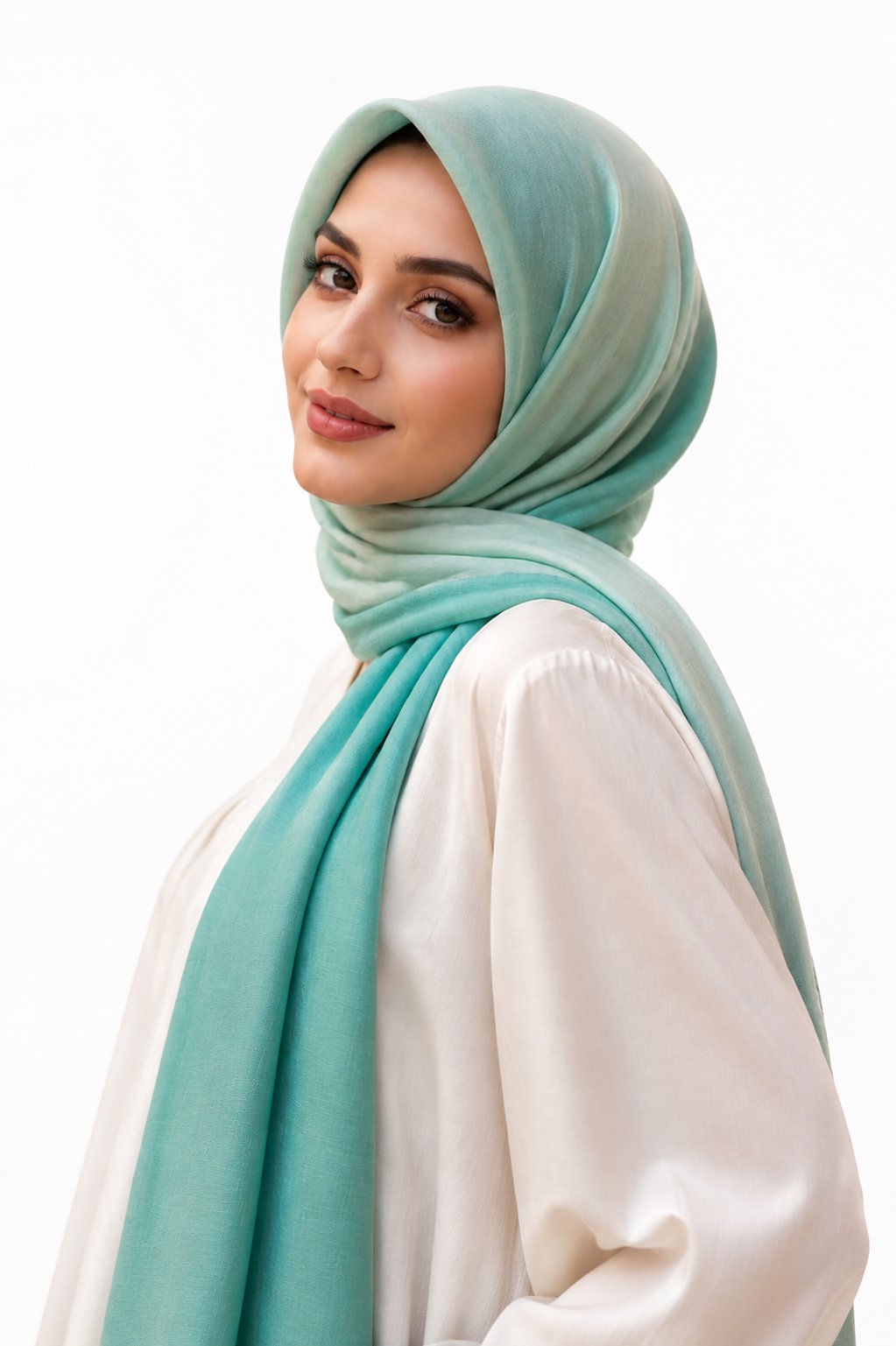 Muslima Fransız Şifon Kumaş Şal Mint