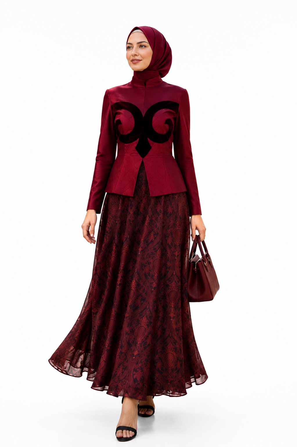 Muslima Wear Şehrazat Bordo Bluz