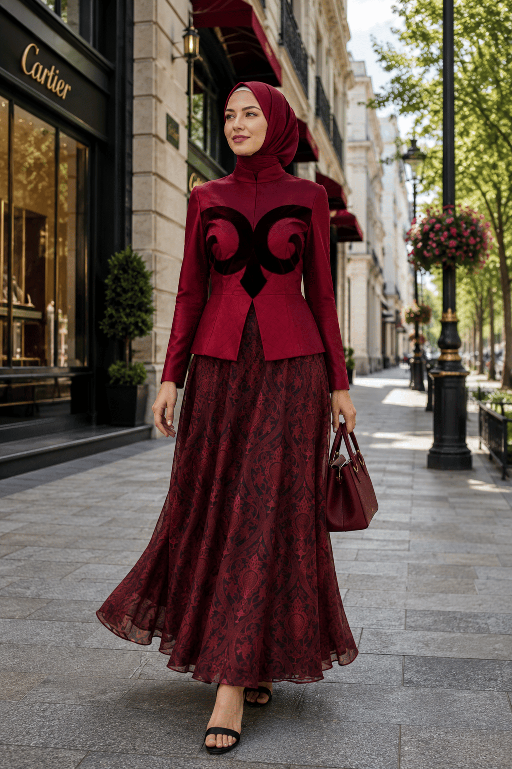 Muslima Wear Şehrazat Bordo Bluz