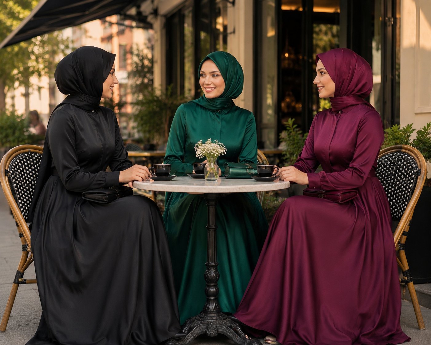 Noir Elegance Premium Siyah Fransız Şifon Tesettür Abiye Elbise
