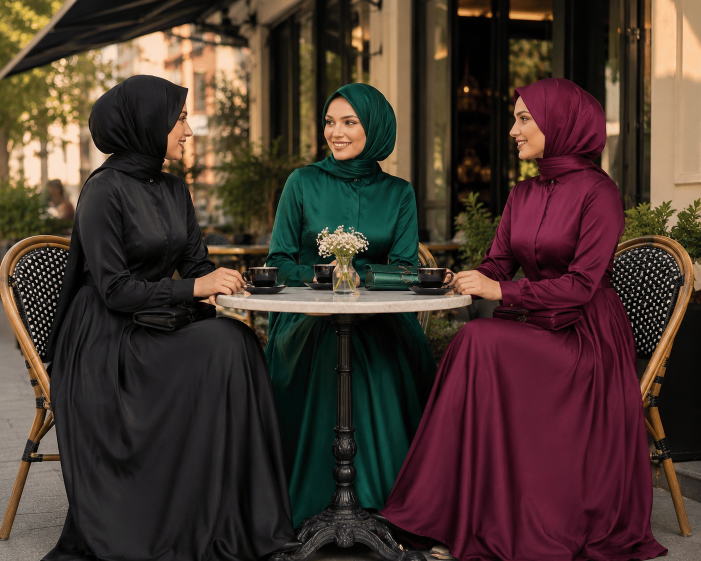 Rosalie Couture Bordo Fransız Şifon Tesettür Abiye