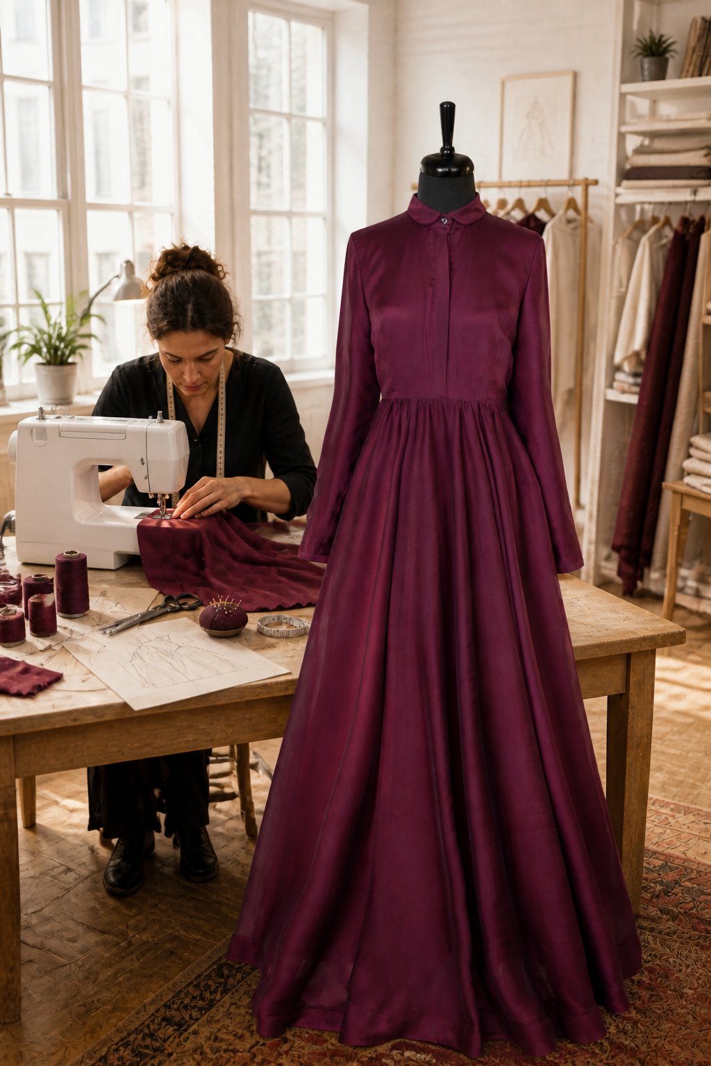 Rosalie Couture Bordo Fransız Şifon Tesettür Abiye