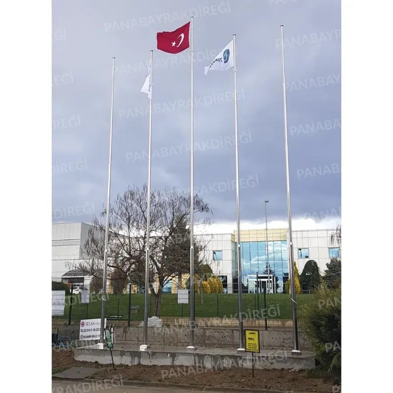 6 Metre İnox 304 Kalite Paslanmaz Krom Çelik Standart Bayrak Direği