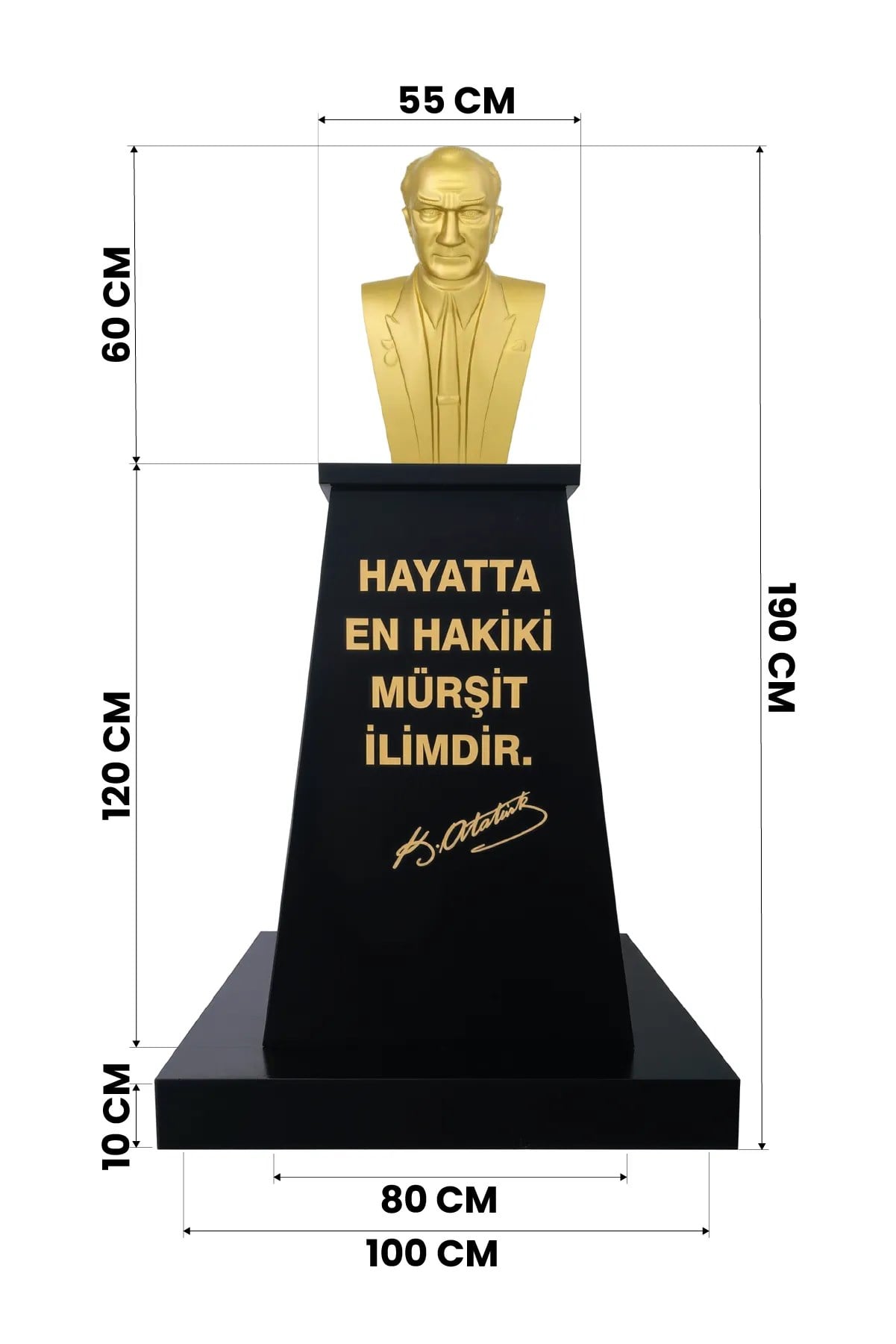 Atatürk Büstü (60cm Fiber)+ Kaide (120cm)+ Alt Tabla Lise Modeli