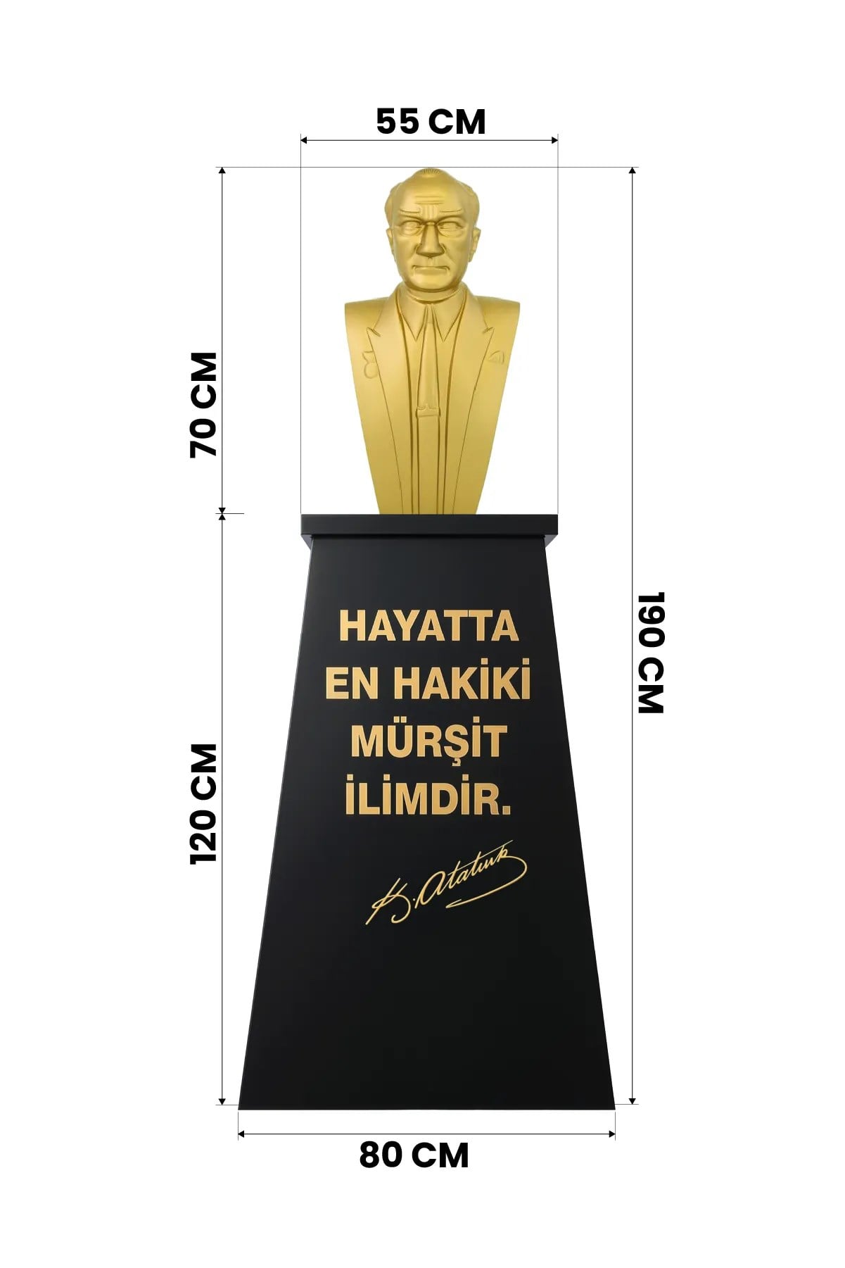 Atatürk Büstü (70cm Fiber)+ Kaide (120cm) Lise Modeli