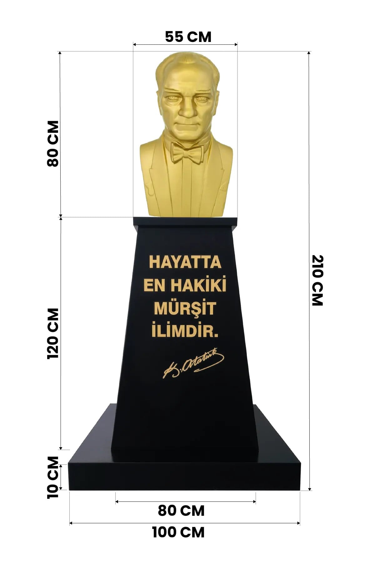 Atatürk Büstü (80cm Fiber)+ Kaide (120cm)+ Alt tabla Lise Modeli