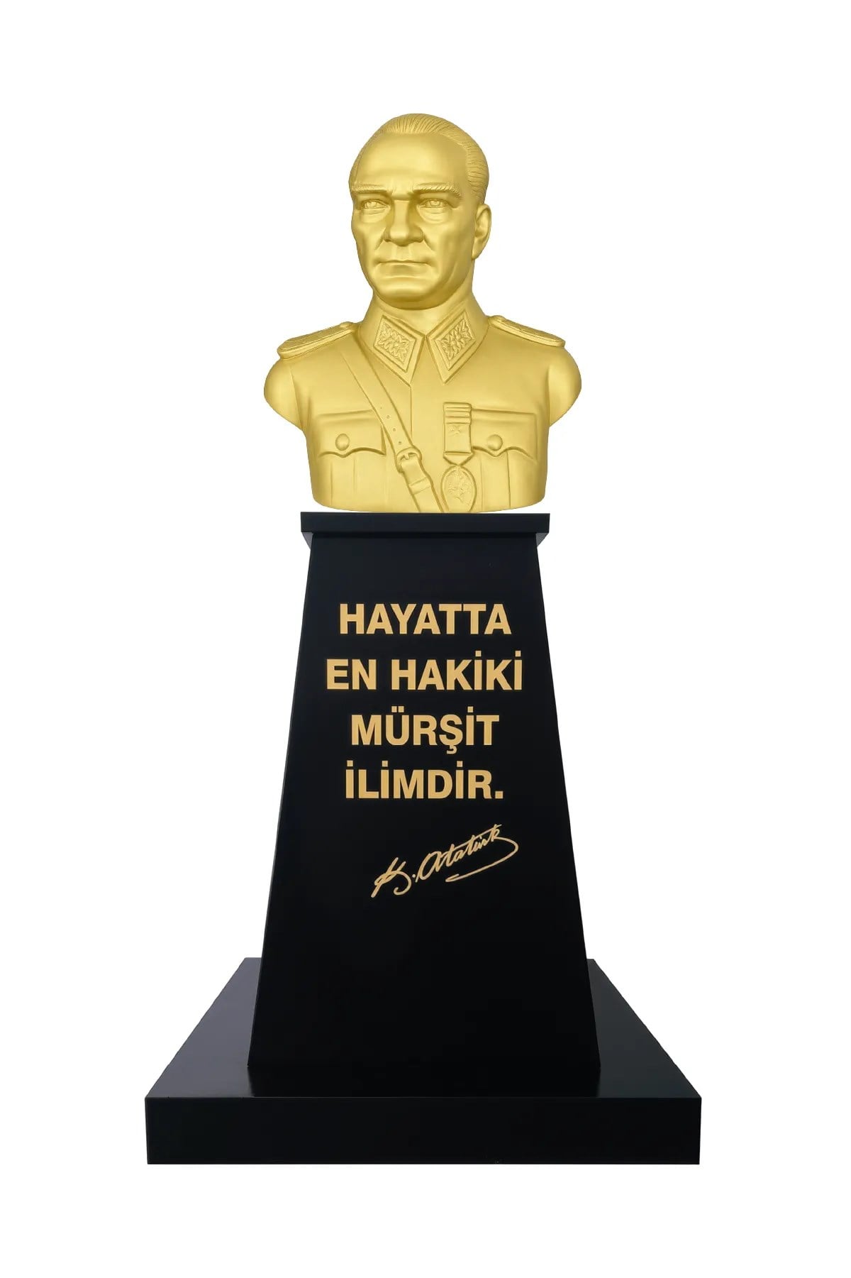 Atatürk Büstü Mareşal Üniformalı (80cm Alüminyum)+ Kaide (120cm)+ Alt Tabla