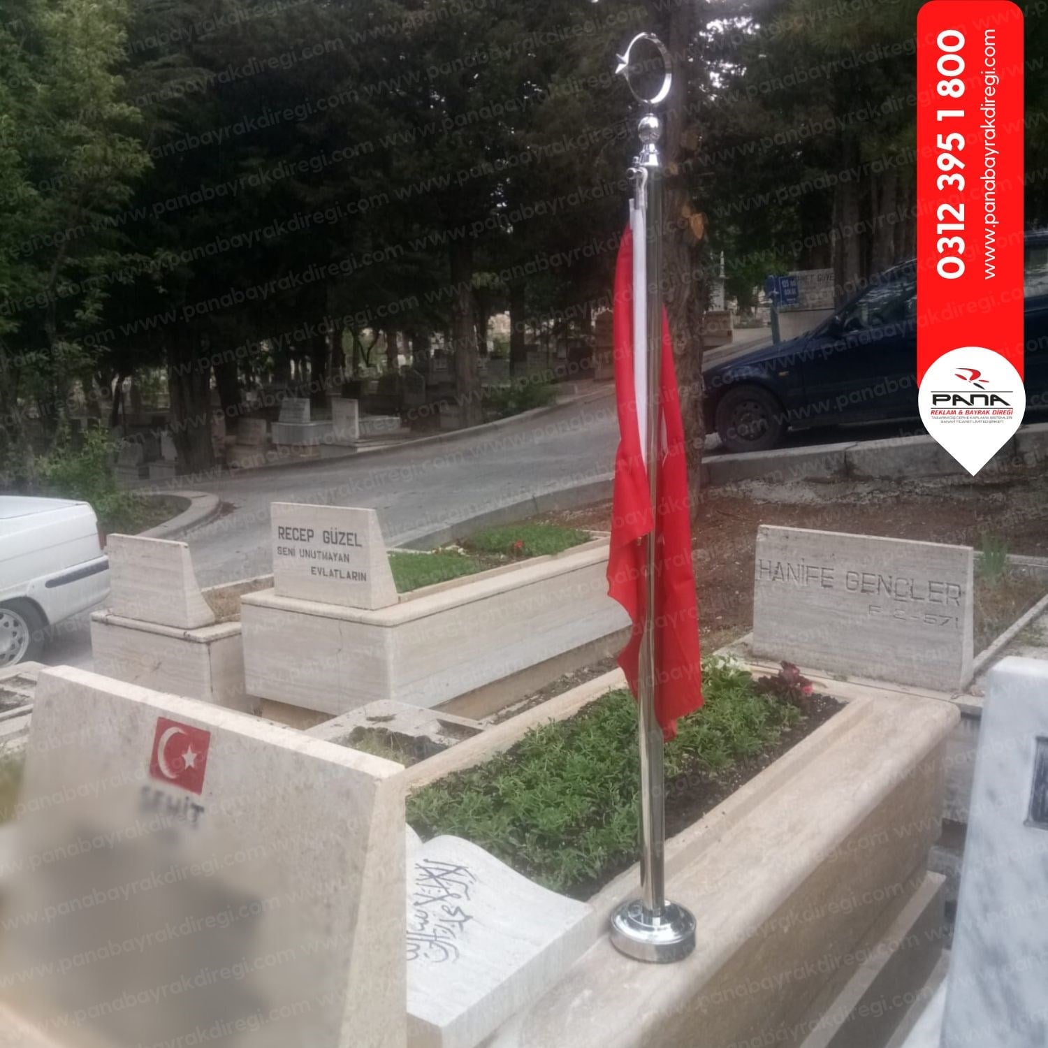Şehit Bayrak Direği Ayyıldız Dahil (115 cm Boy)