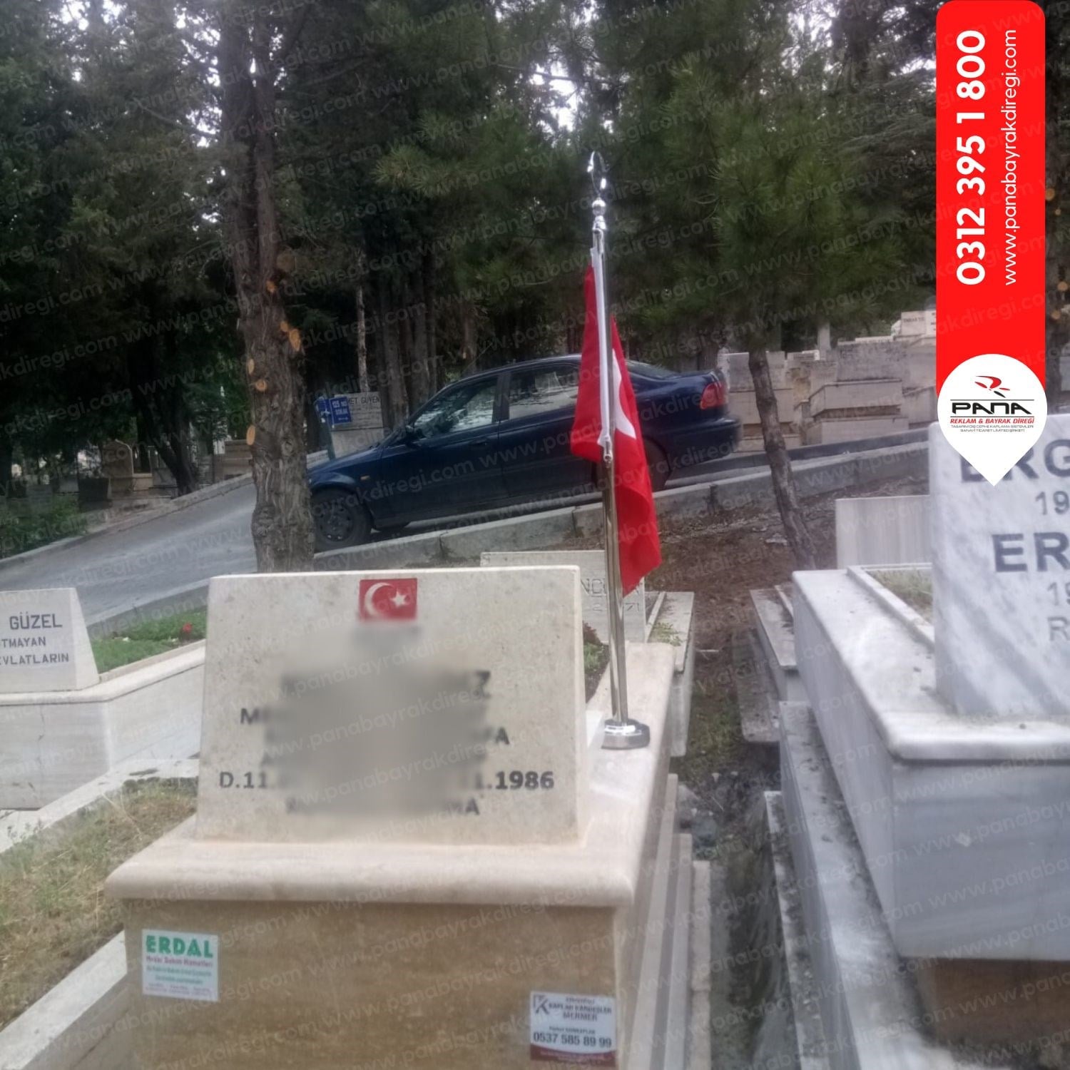 Şehit Bayrak Direği Ayyıldız Dahil (115 cm Boy)