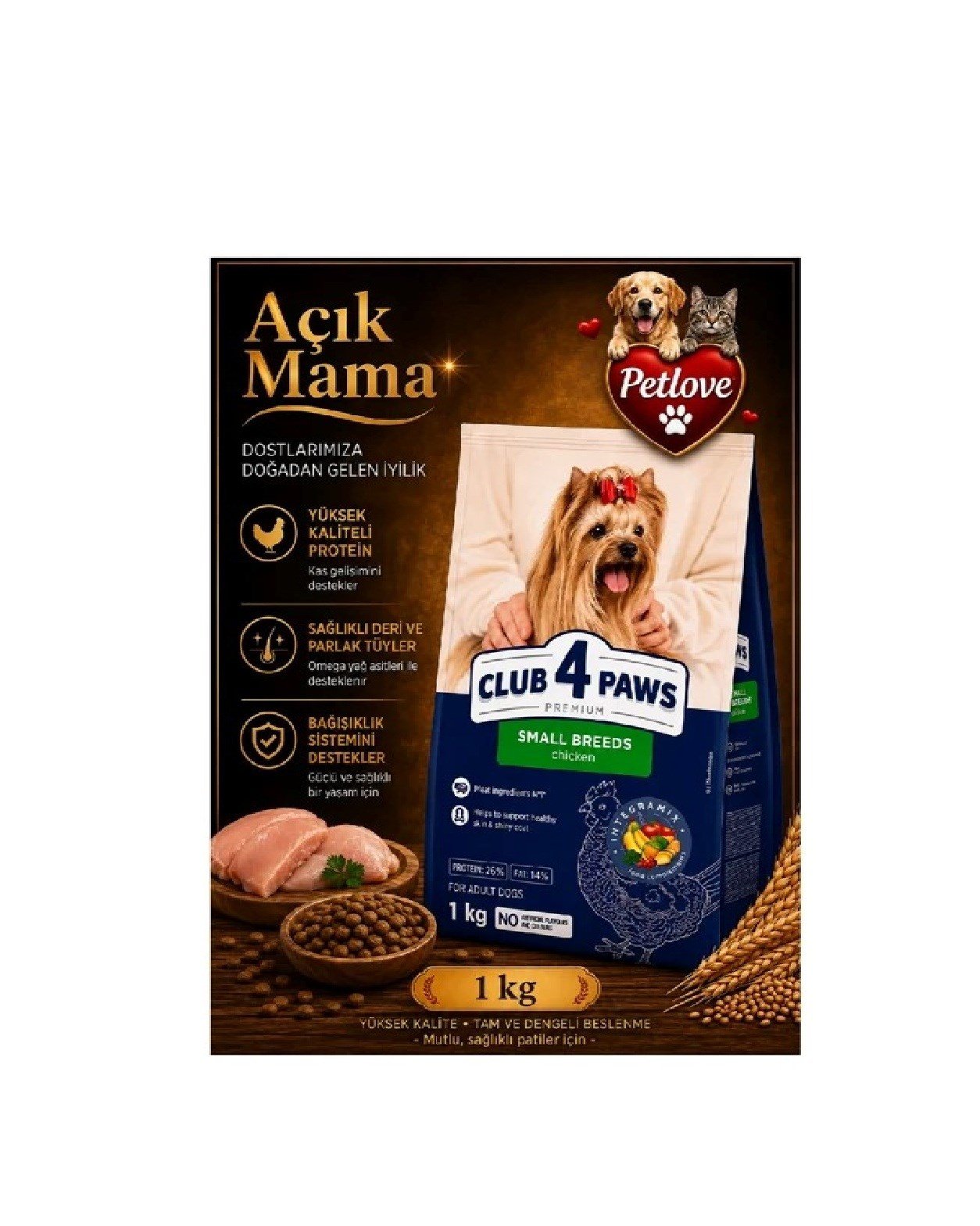(AÇIK) CLUB 4 PAWS PREMIUM KÜÇÜK IRK  TAVUK  YETİŞKİN KÖPEK  MAMASI 1 KG