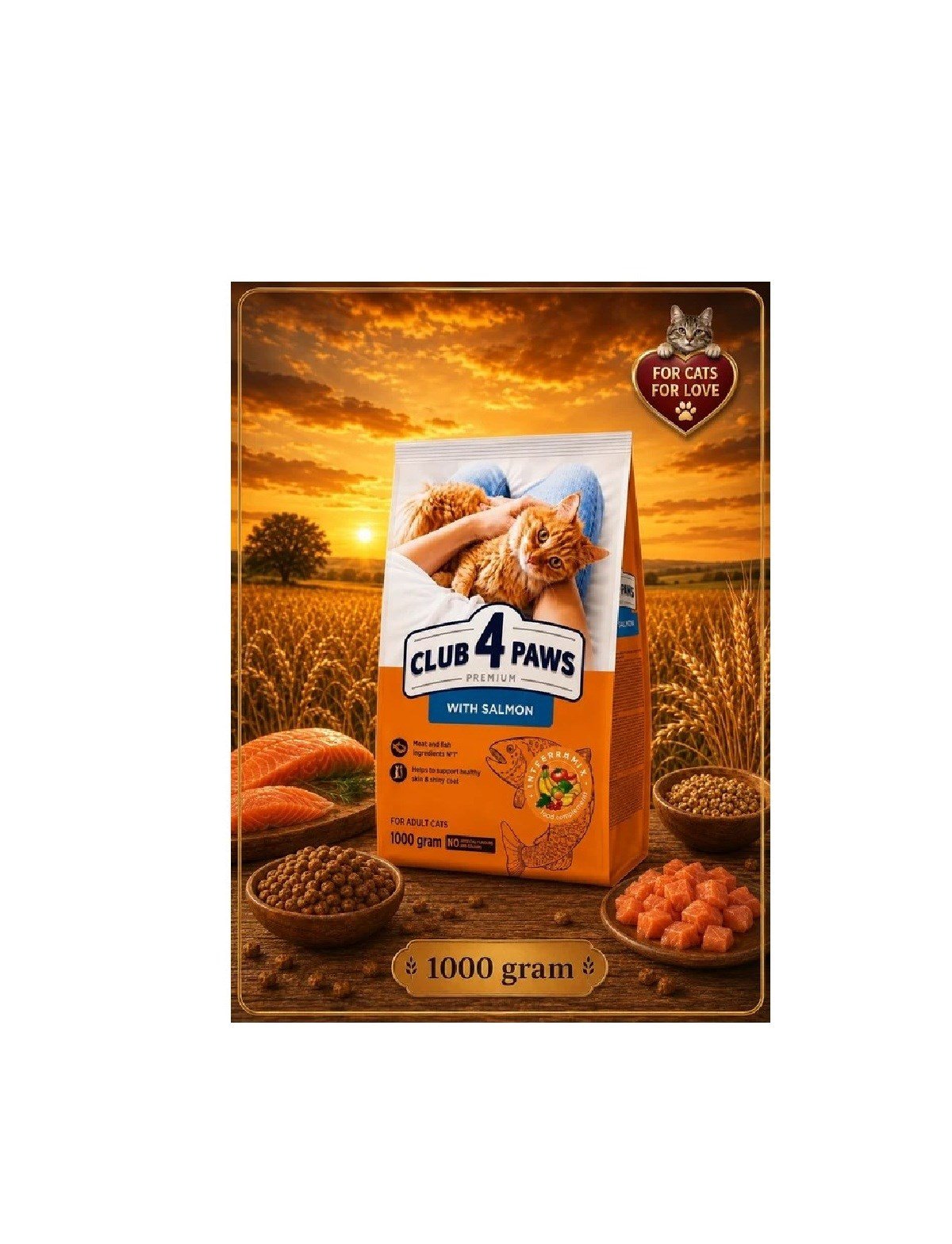 (AÇIK) CLUB 4 PAWS PREMIUM SOMONLU YETİŞKİN KEDİ KURU MAMASI 1 KG