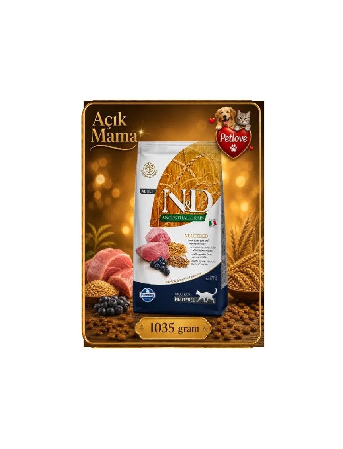 (AÇIK) N&D KUZU KISIRLAŞTIRILMIŞ  KEDİ KURU MAMASI   1 KG