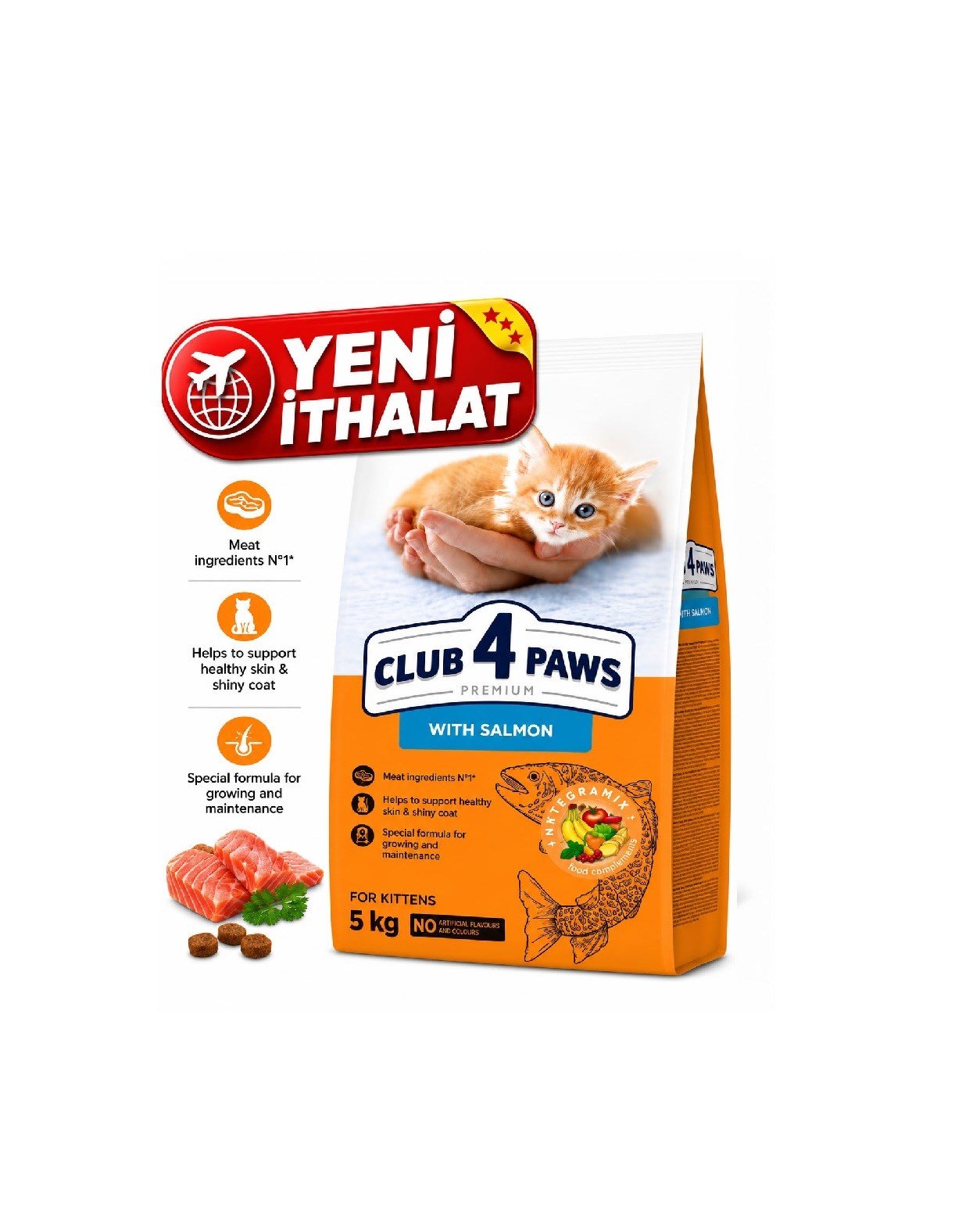 CLUB 4 PAWS PREMİUM SOMONLU YAVRU KEDİ MAMASI 5 KG