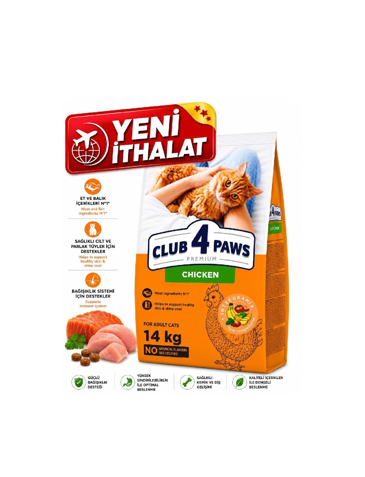 CLUB 4 PAWS PREMIUM TAVUKLU YETİŞKİN KEDİ KURU MAMASI 14 KG
