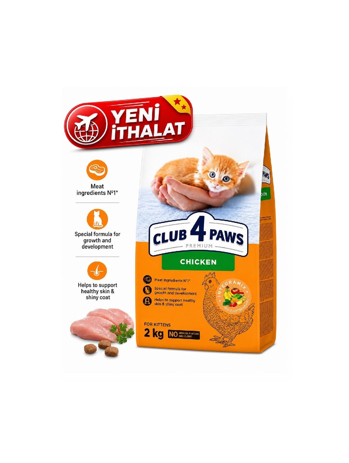 CLUB 4 PAWS TAVUKLU YAVRU KEDİ MAMASI 2 KG