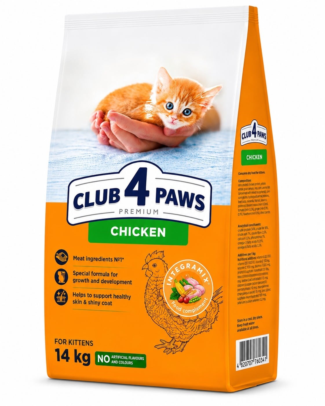 CLUP4PAWS PREMİIUM TAVUKLU YAVRU KEDİ MAMASI 14 KG