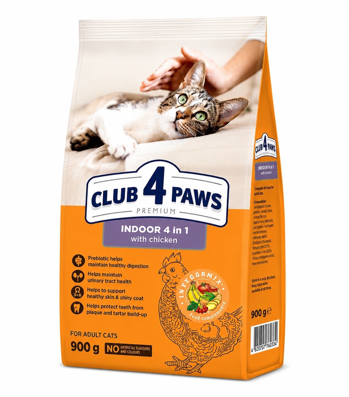 CLUP4PAWS PREMIUM INDOOR TAVUKLU YETİŞKİN KEDİ MAMASI 900 GRAM