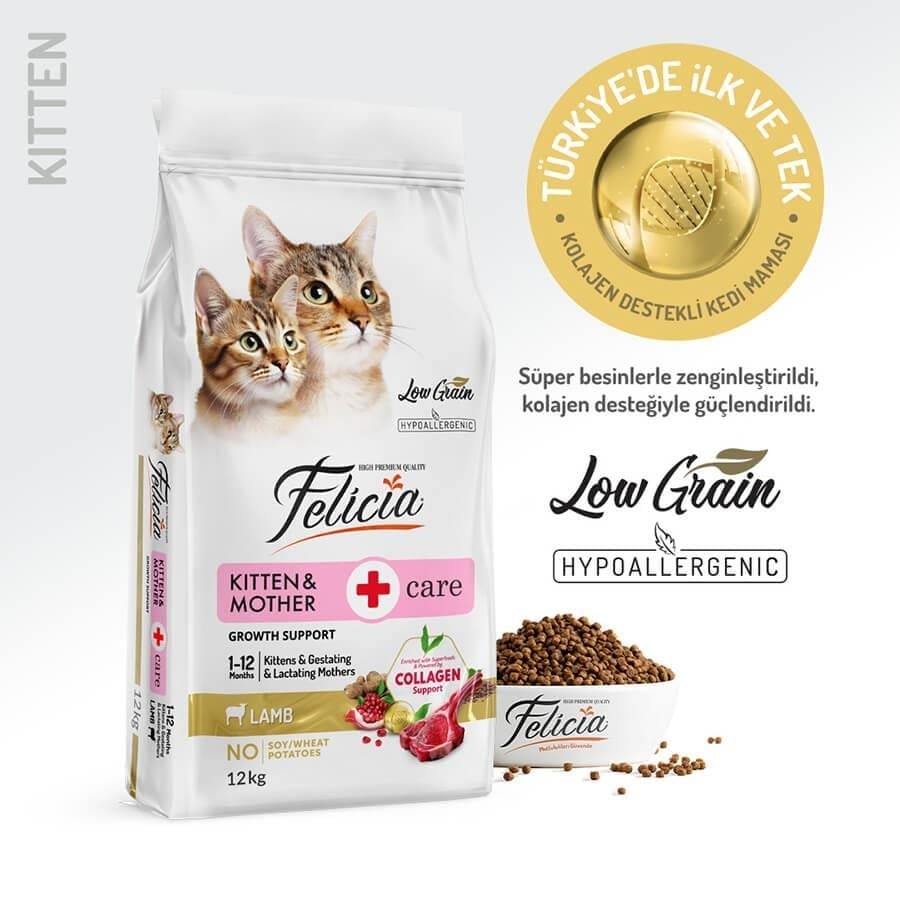 Felicia Düşük Tahıllı Kuzulu Yavru Kedi Maması 12 Kg