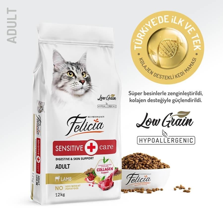 Felicia Düşük Tahıllı Kuzulu Yetişkin Kedi Maması 12 Kg
