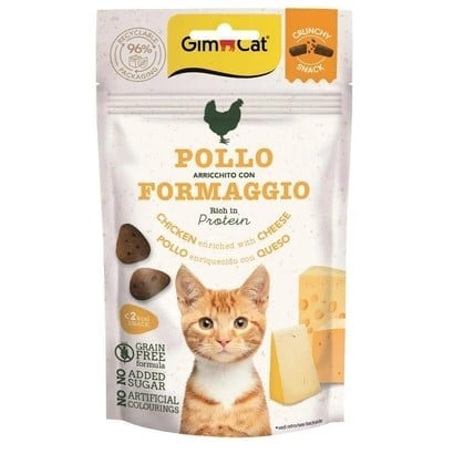 Gimcat Crunchy Snacks Tavuklu & Peynirli Tahılsız Kedi Ödülü 50 Gr
