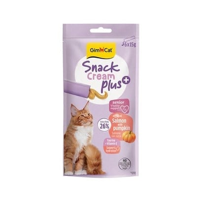 Gimcat Snack Cream Senior Somonlu & Balkabaklı Kedi Ödülü 6 X 15 Gr