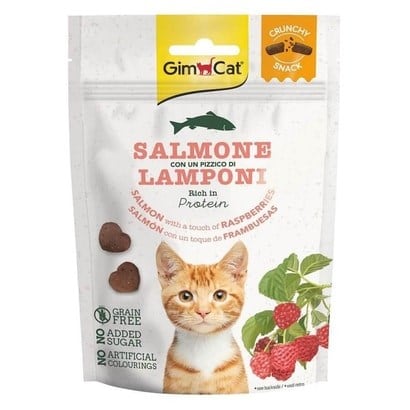 GimCat Snacks Crunchy Somon ve Yaban Mersinli Kedi Ödülü 50 Gr