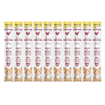 GimCat Sticks Kümes Hayvanı etli Ödül Çubukları 10'Lu 50 Gr