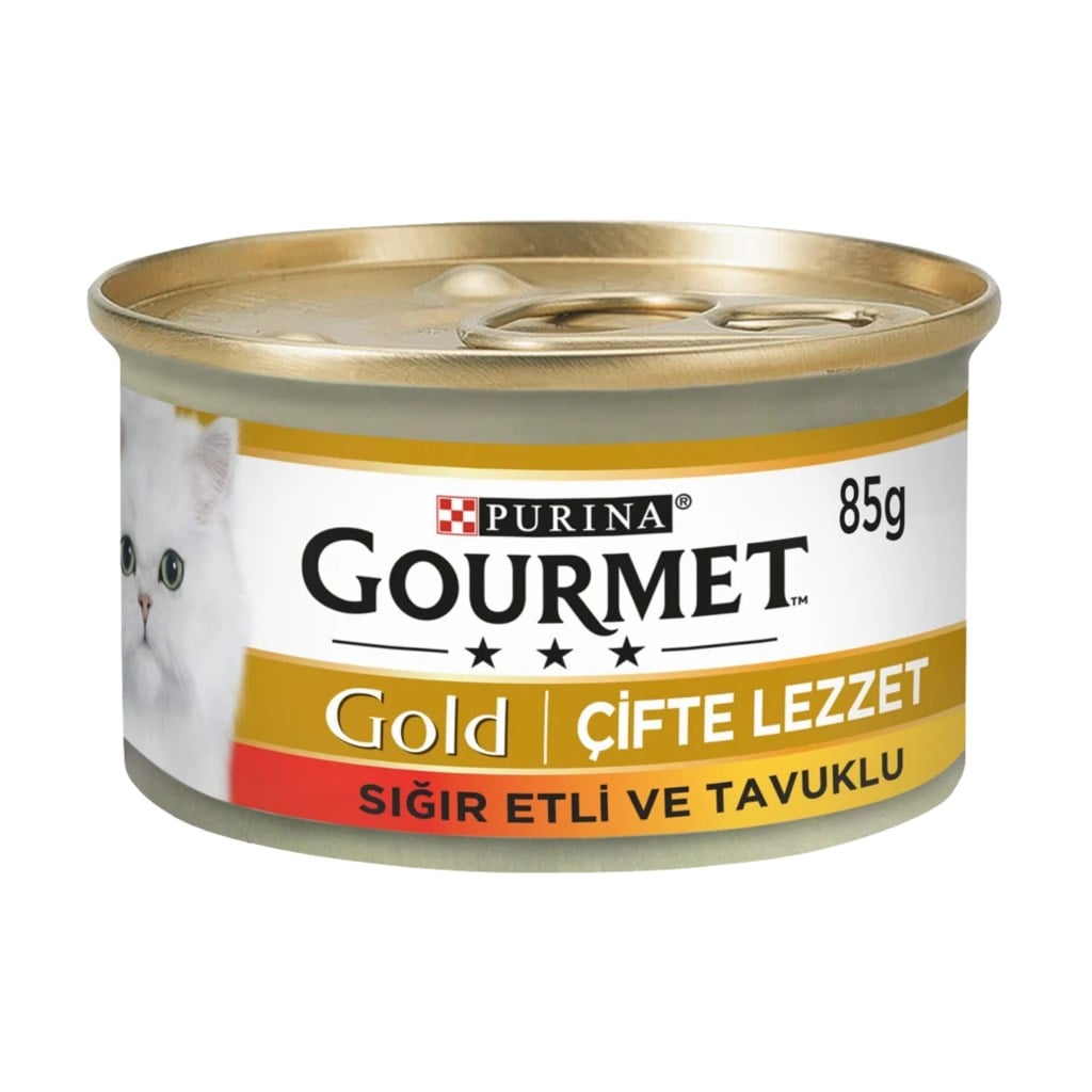 Gourmet Gold Sığır Etli ve Tavuklu Yetişkin Kedi Konservesi 85gr
