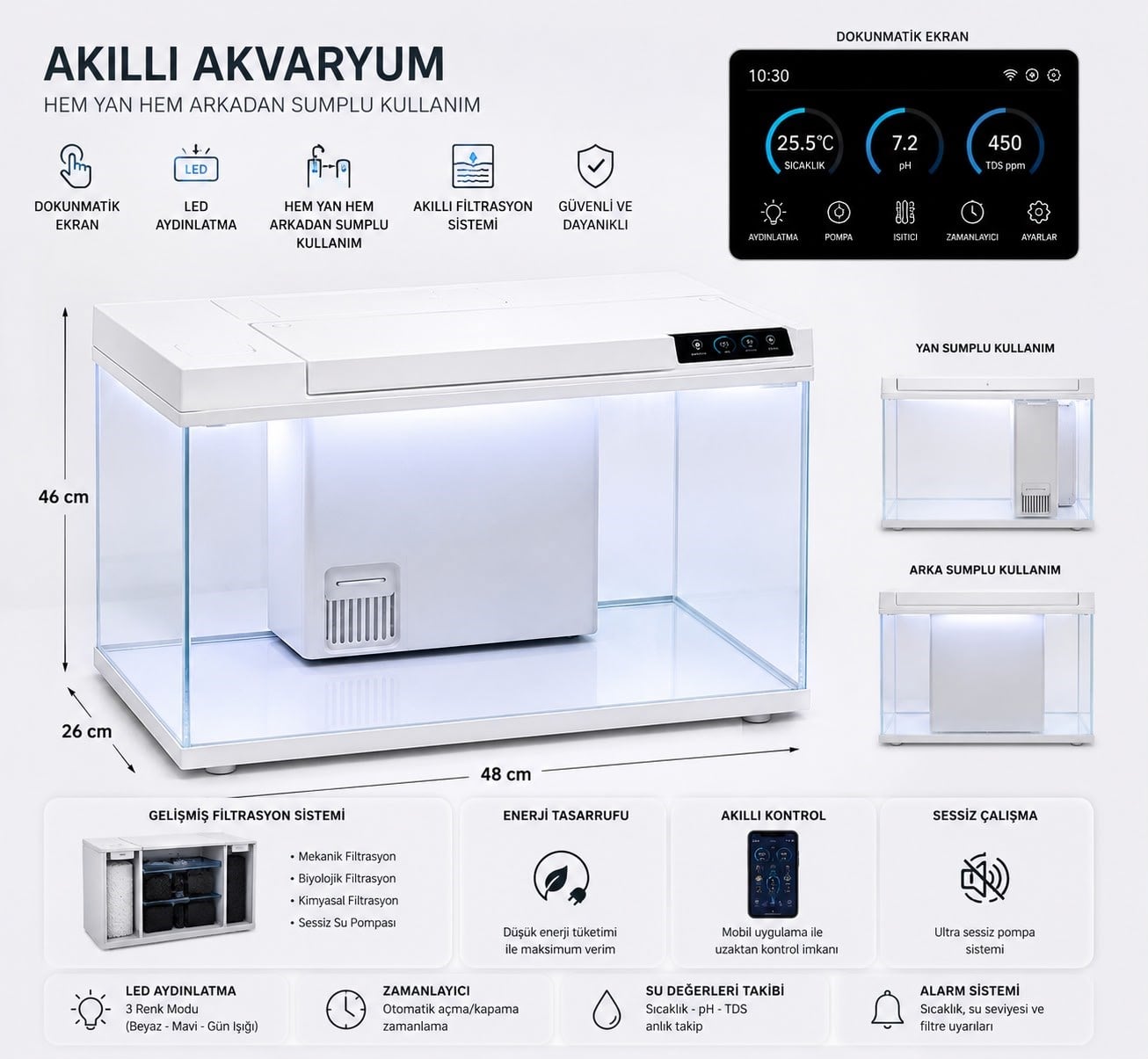 MAKRO İTHAL AKVARYUM DOKUNMATİK 48*26*46