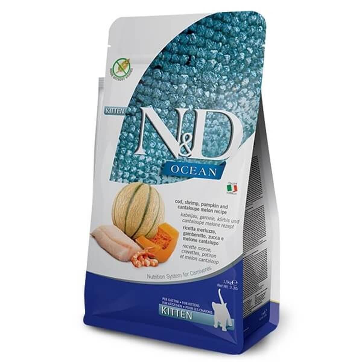 N&D Ocean Balkabaklı Balık ve Karidesli Yavru Kedi Maması 1.5 Kg