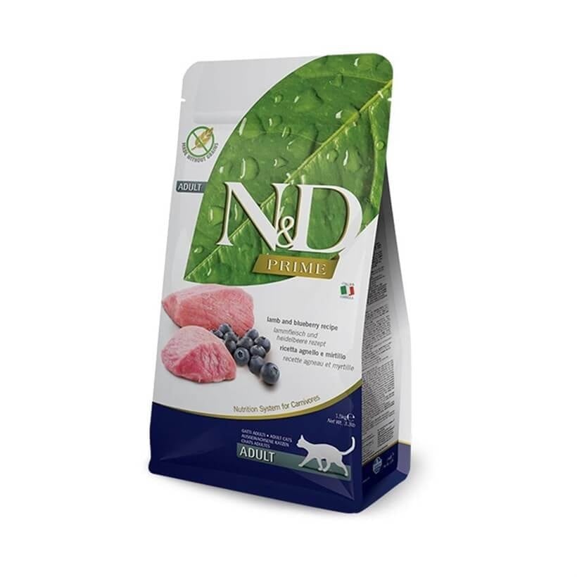N&D Tahılsız Kuzu Etli ve Yaban Mersinli Yetişkin Kedi Maması 10 Kg