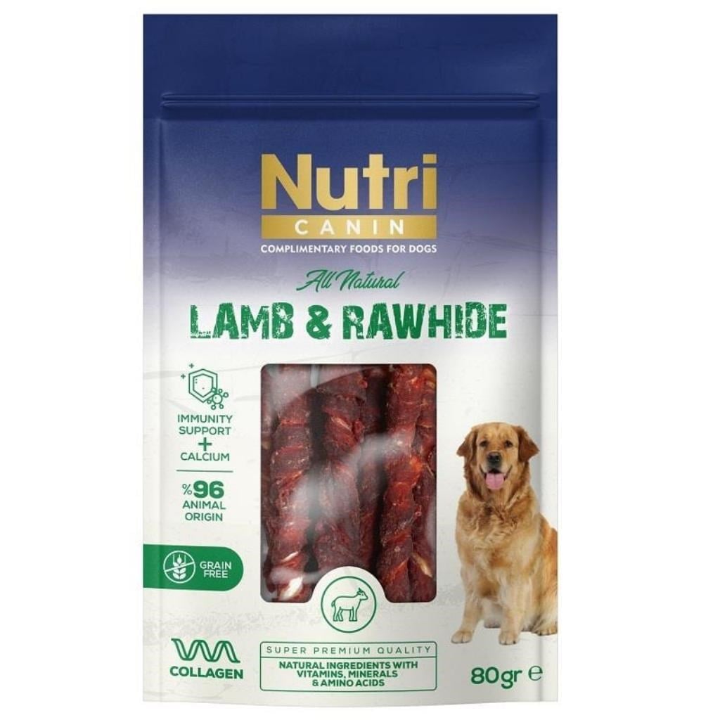 Nutri Canin Rawhide Kuzu Eti Sarılı Kemik Köpek Ödülü 80 Gr