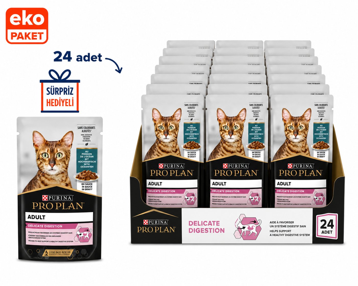 Pro Plan Delicate Okyanus Balıklı Pouch Kedi Konservesi 85 Gr X 24'lü Eko Paket