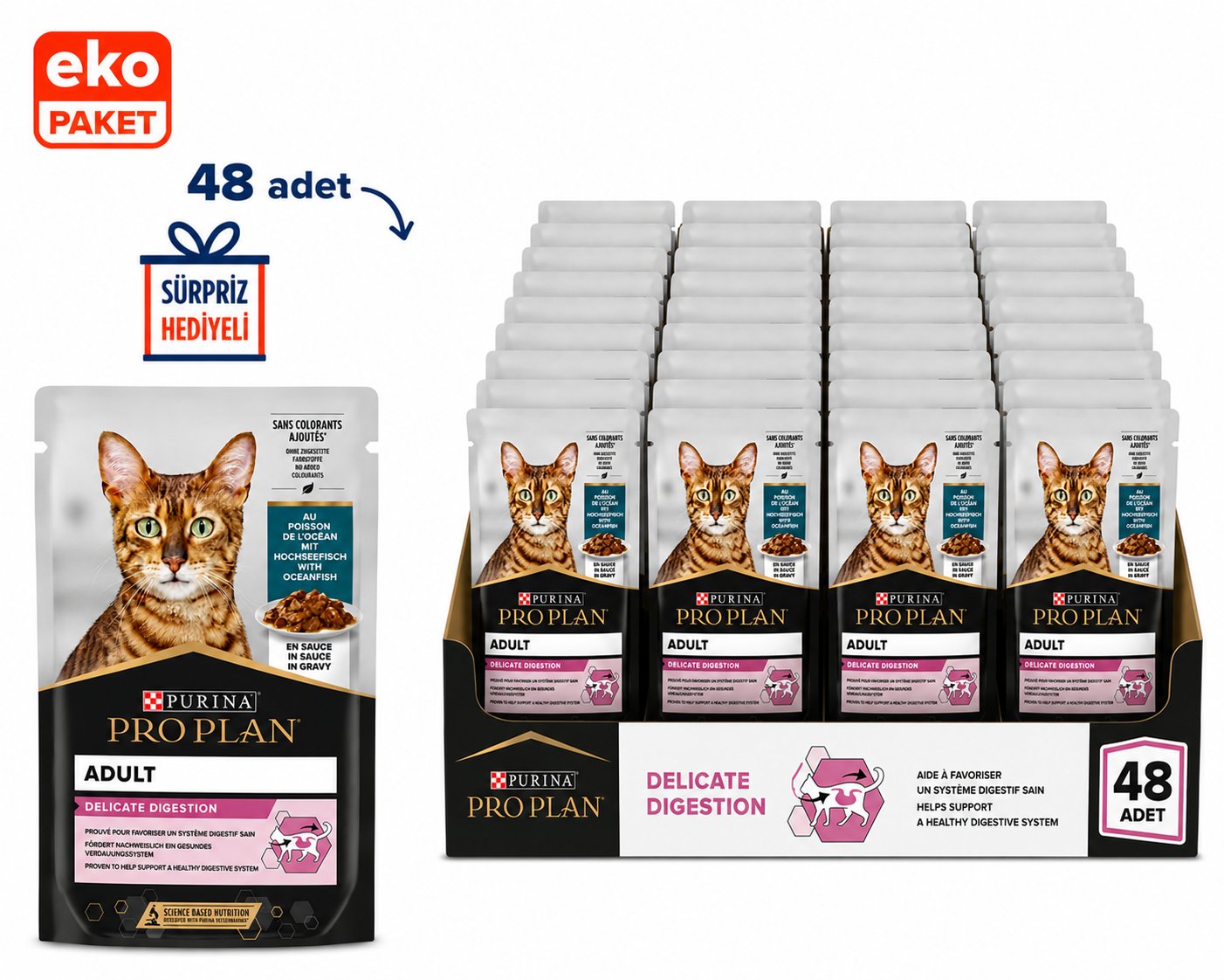 Pro Plan Delicate Okyanus Balıklı Pouch Kedi Konservesi 85 Gr X 48'li Eko Paket