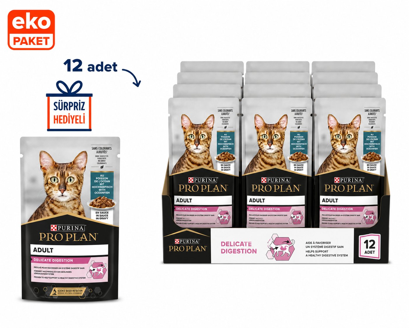 Pro Plan Delicate Okyanus Balıklı Pouch Kedi Konservesi 85 Gr X 12'li Eko Paket 
