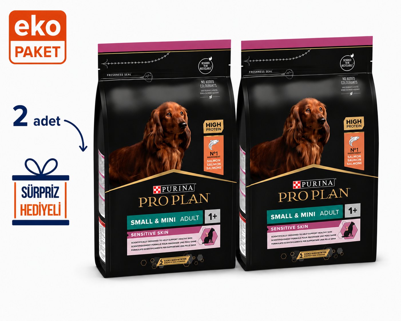 Pro Plan Sensitive Skin Somonlu Küçük Irk Yetişkin Köpek Maması 3 kg. X 2'li Eko Paket