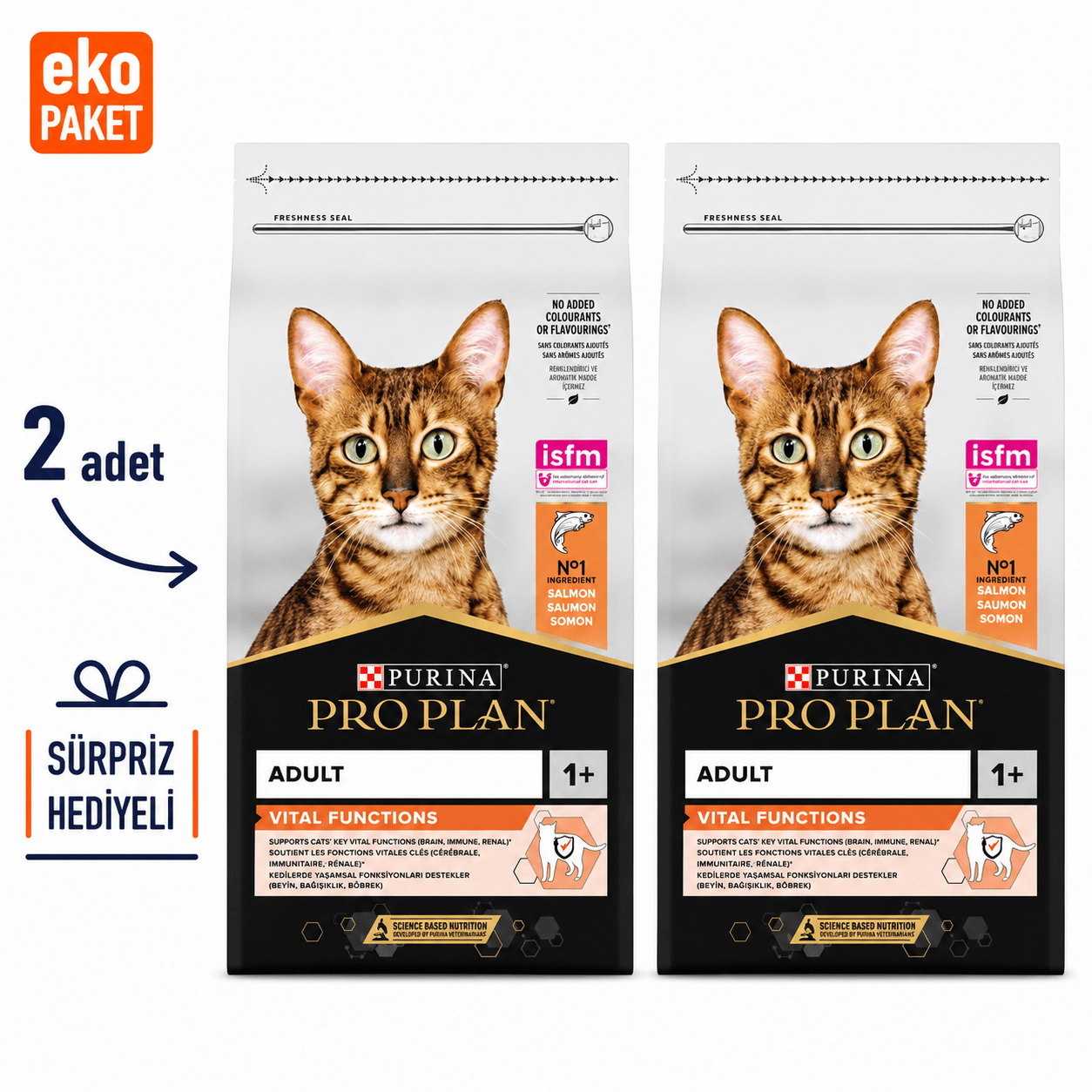 Pro Plan Somonlu Kedi Maması 10 Kg X2 'li Eko Paket 
